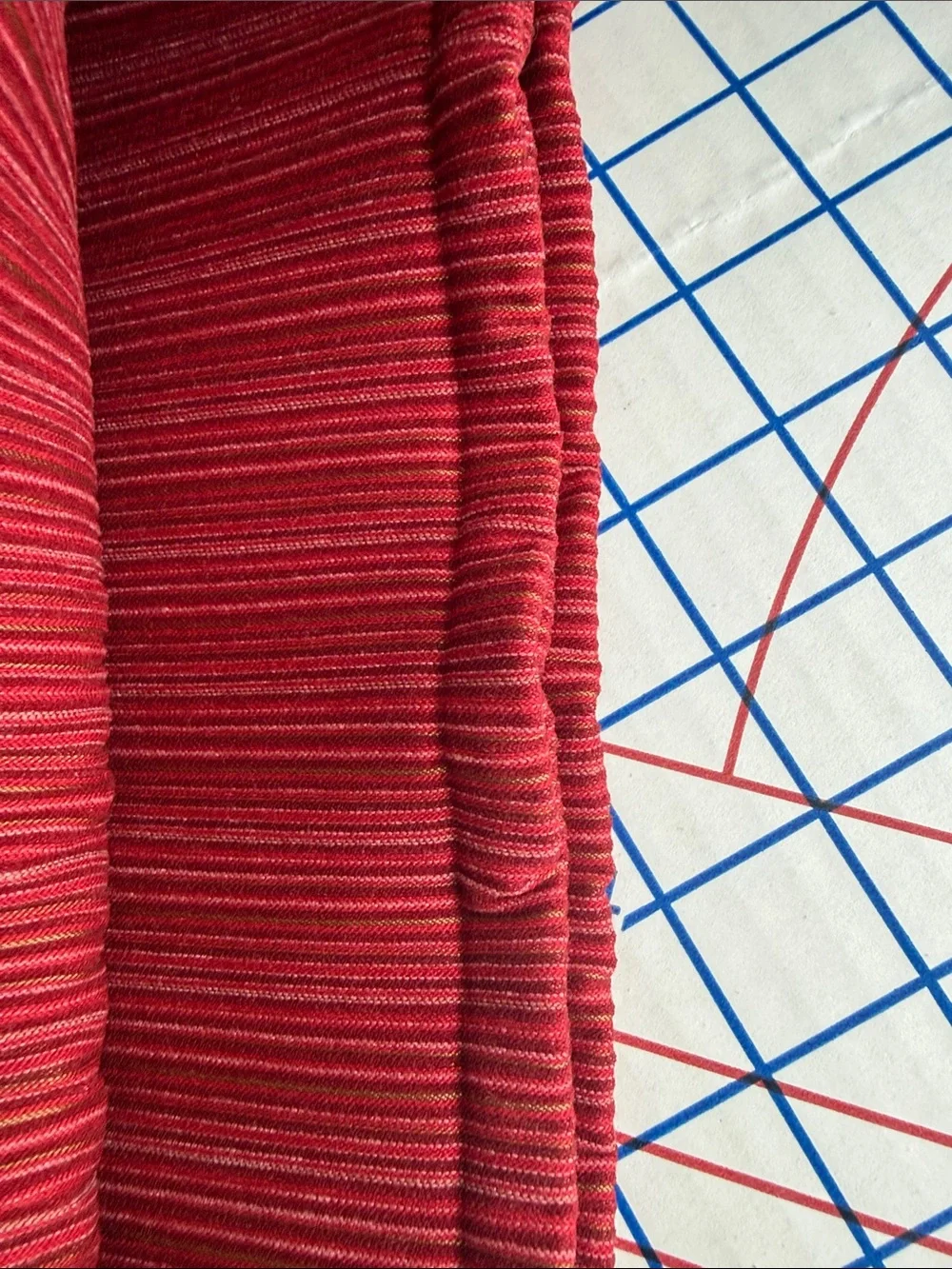 Vintage 1970s Ribbed Knit Fabric Rust/Red Stripe 3.5 Yards x 58” Heavy Stretch